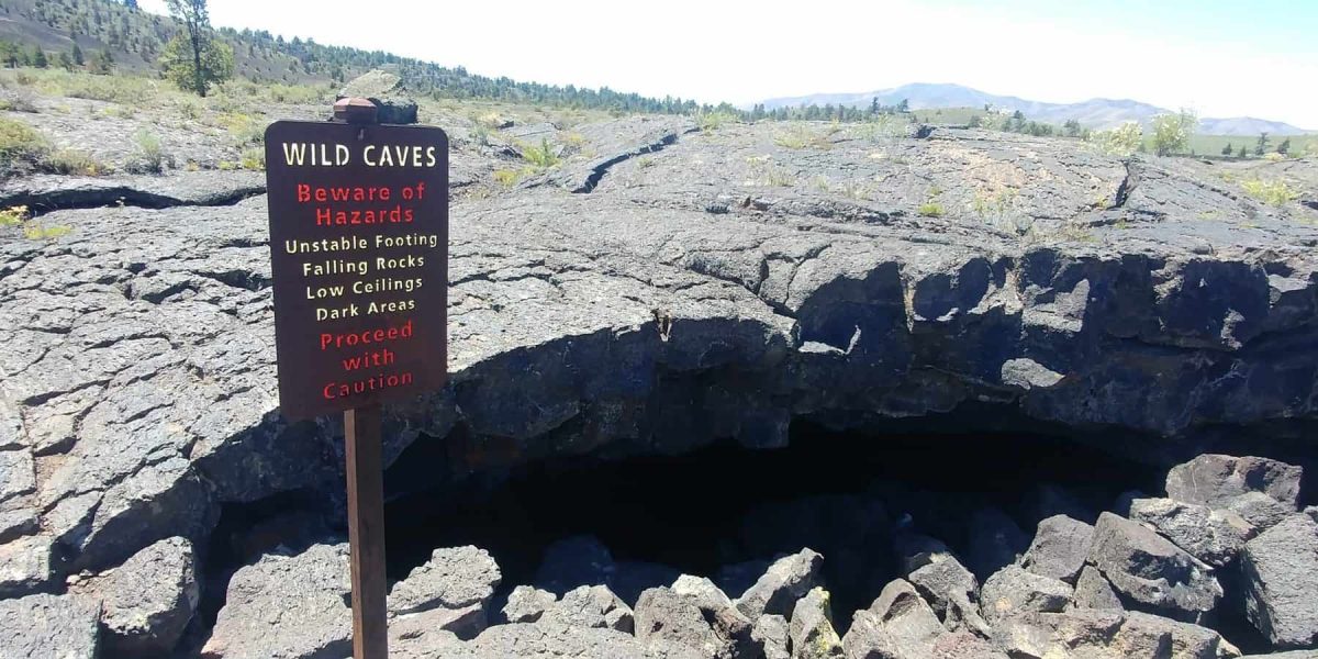cave warning sign at craters of the moon