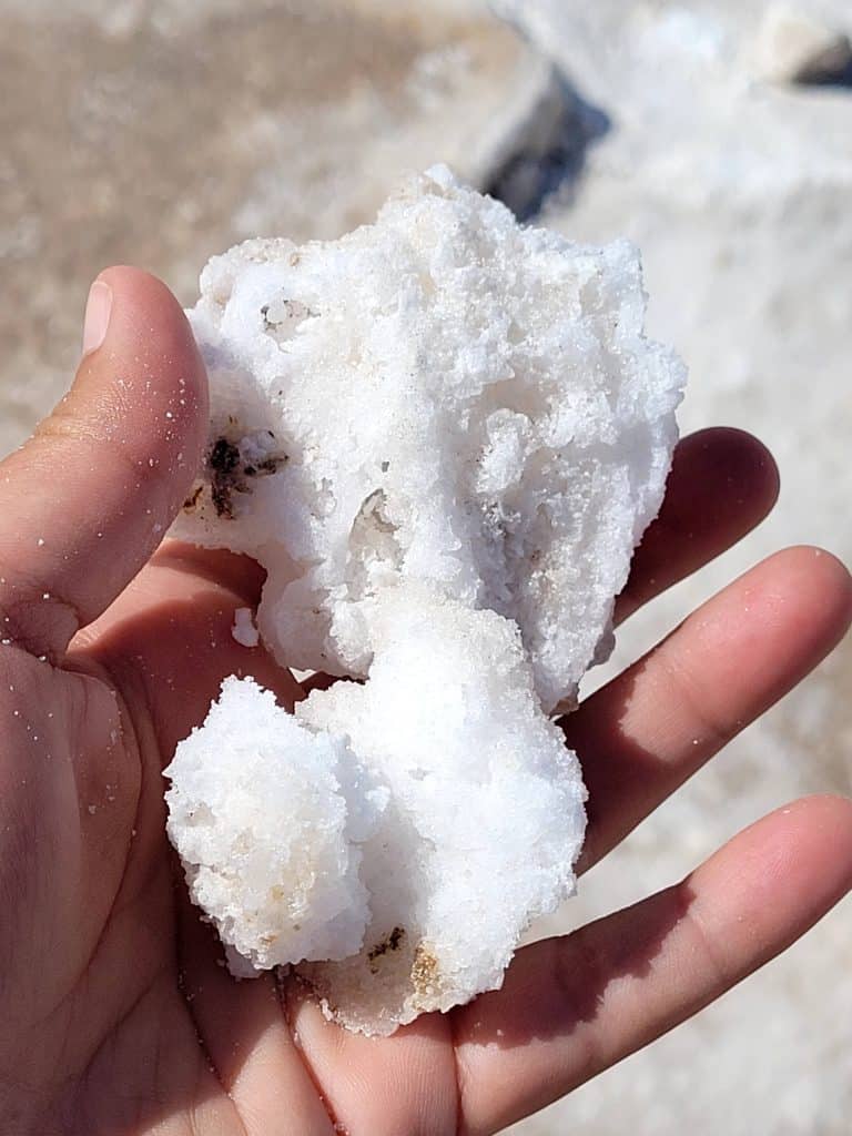 chunk of salt from salt flats in badwater basin at death valley